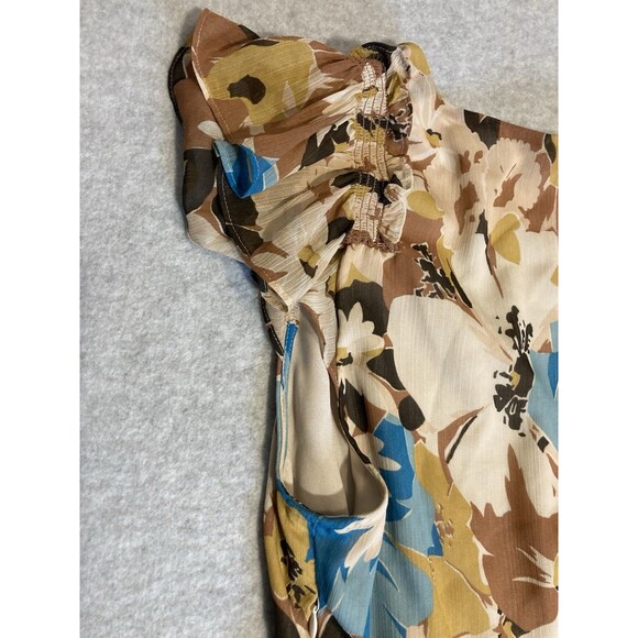 lauren ralph lauren Dress Sz 12 Black Label Floral V Neck Flowy Classic Spring - Picture 15 of 16